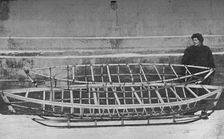 Skeletons o Kayak for One Man (Bamboo), and Double Kayak, lying on a Hand-Sledge 1894, (1897)