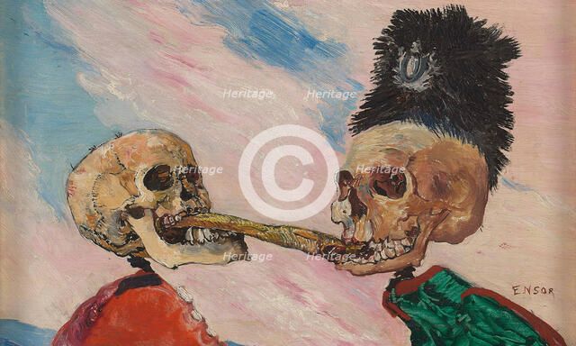 Skeletons Fighting over a Pickled Herring, 1891. Creator: Ensor, James (1860-1949).
