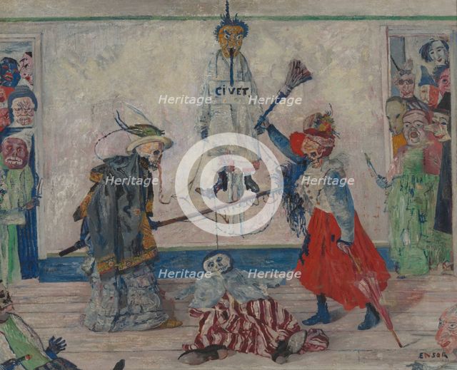 Skeletons Fighting over the Body of a Hanged Man, 1891. Creator: James Ensor.