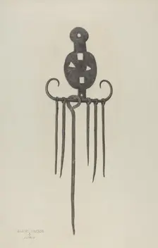 Skewers and Holder, c. 1940. Creators: Albert Taxson, Jacob Lipkin