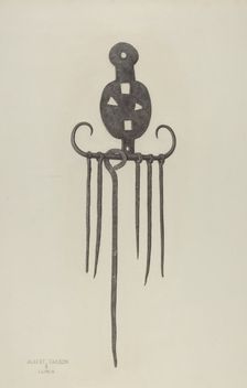 Skewers and Holder, c. 1940. Creators: Albert Taxson, Jacob Lipkin