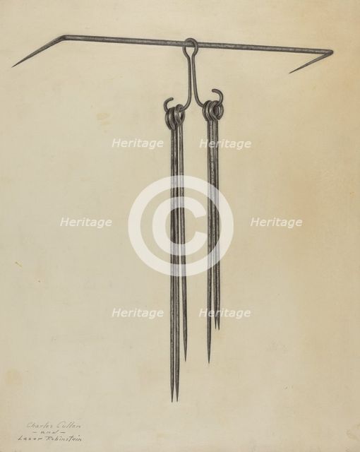 Skewers and Holder, c. 1939. Creator: Charles Cullen.