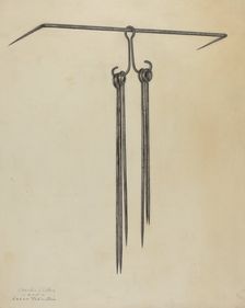 Skewers and Holder, c. 1939. Creator: Charles Cullen