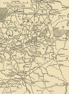 Sketch Map to Illustrate the German Attack north of Warsaw in February, 1915 (c1920). Creator: Unknown