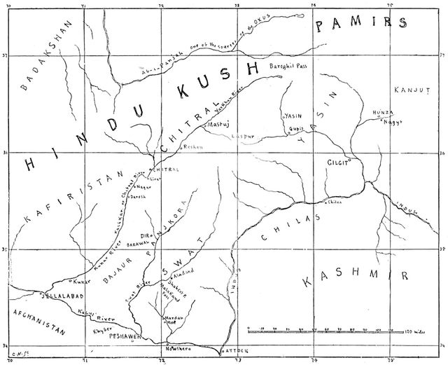Sketch map of the Chitral Campaign, 1895. Creator: Carl Hentschel.