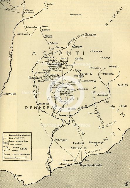 'Sketch Map of the Theatre of War in Ashanti, 1900', c1900. Creator: Unknown.