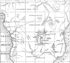 Sketch map of Central Africa, showing Dr. Livingstone's explorations, 1872. Creator: Unknown