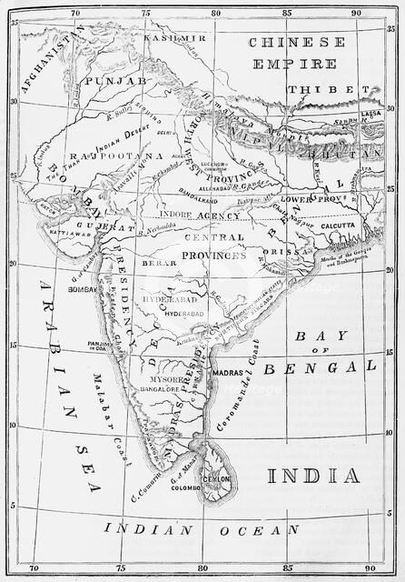 'Sketch Map of India', c1891. Creator: James Grant.