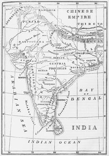 Sketch Map of India c1891. Creator: James Grant