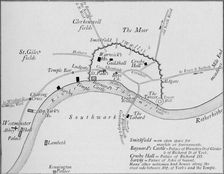 Sketch map of London in the 15th century, 1906