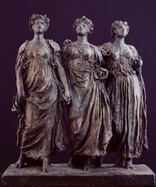 Sketch model for a group of three figures in The Daphnephoria c1873. Creator: Frederic Leighton
