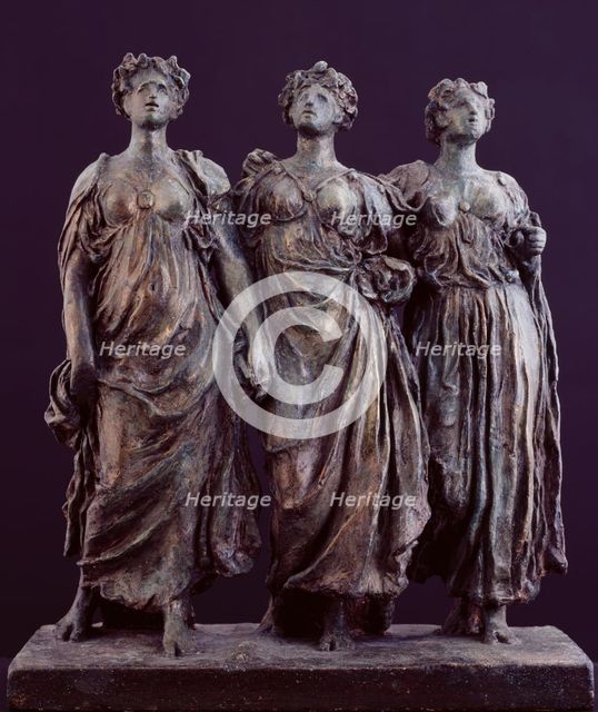 Sketch model for a group of three figures in 'The Daphnephoria', c1873. Creator: Frederic Leighton.