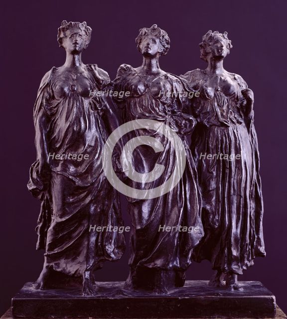 Sketch model for a group of three figures in 'The Daphnephoria', c1896. Creator: Frederic Leighton.