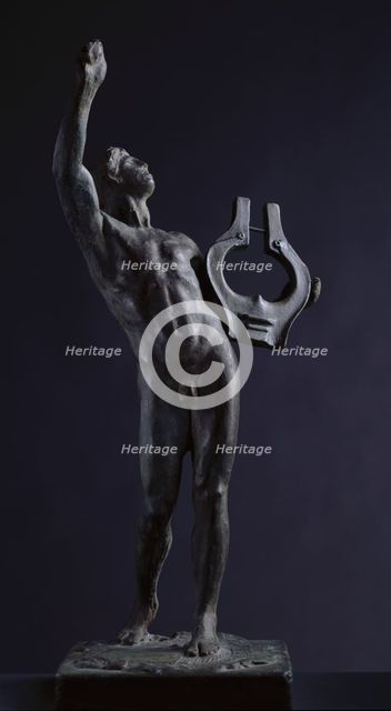Sketch model for figure holding lyre in 'The Daphnephoria', c1891. Creator: Frederic Leighton.