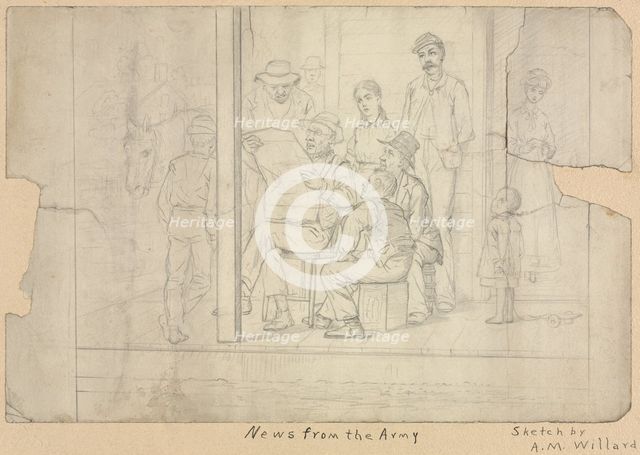 Sketch - News from the Army. Creator: Archibald Willard (American, 1836-1918).