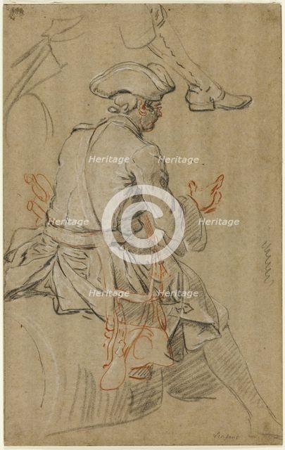 Sketch of Man on Horseback, with Separate Sketch of his Right Foot, n.d. Creator: Pierre Lenfant.
