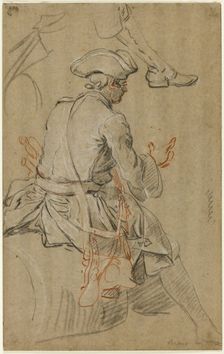 Sketch of Man on Horseback, with Separate Sketch of his Right Foot, n.d. Creator: Pierre Lenfant