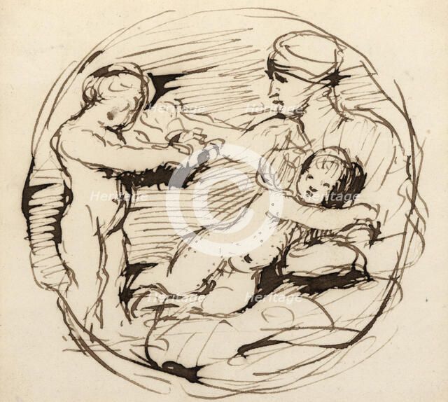 Sketch of Michelangelo's Taddei tondo, (c1823?). Creator: David Wilkie.