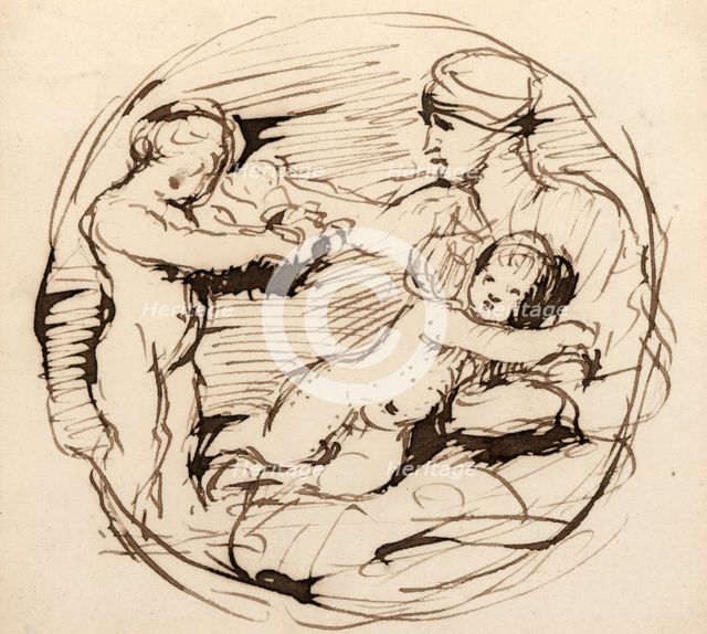 Sketch of Michelangelo's Taddei tondo, (c1823?). Creator: David Wilkie.
