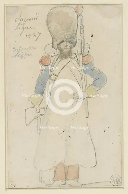 Sketch of military uniform, 1827. Creator: Auguste Raffet.