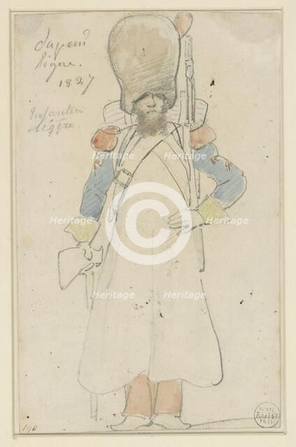 Sketch of military uniform, 1827. Creator: Auguste Raffet.