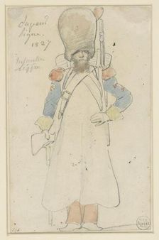 Sketch of military uniform, 1827. Creator: Auguste Raffet