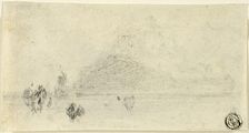 Sketch of Mont Saint Michel (recto), c. 1818. Creator: John Sell Cotman