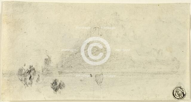 Sketch of Mont Saint Michel (recto), c. 1818. Creator: John Sell Cotman.