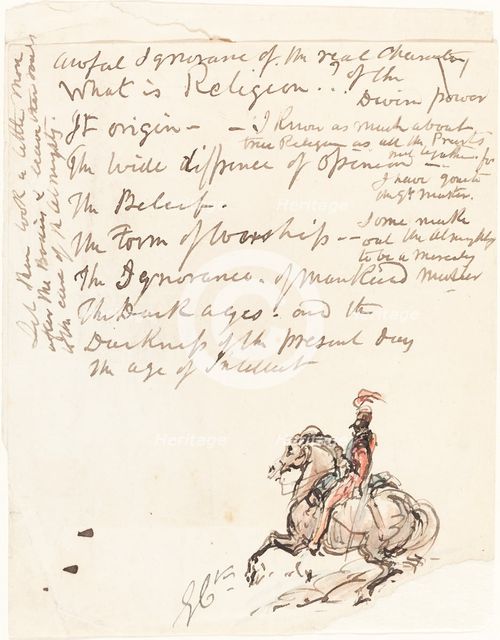 Sketch of Mounted Hussar. Creator: George Cruikshank.