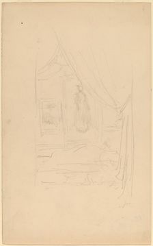 Sketch of Mrs. Godwin's Portrait when hung at the Society of British Artists, 1886/1887. Creator: James Abbott McNeill Whistler