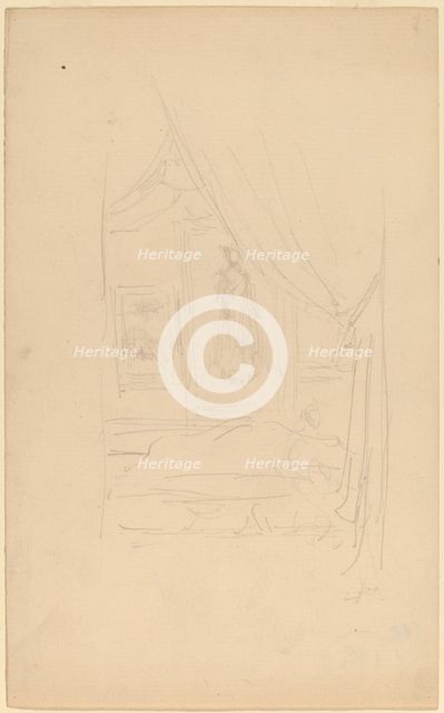 Sketch of Mrs. Godwin's Portrait when hung at the Society of British Artists, 1886/1887. Creator: James Abbott McNeill Whistler.