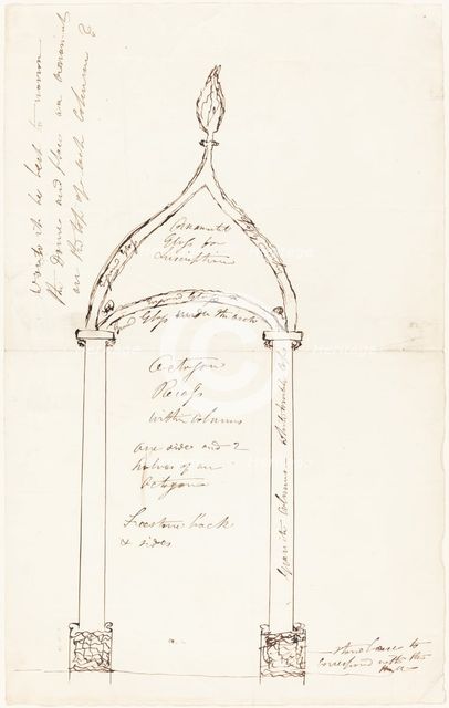 Sketch of Octagon Recess with Columns. Creator: George Cruikshank.