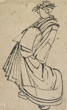 Sketch of a courtesan, late 18th-early 19th century. Creator: Hokusai