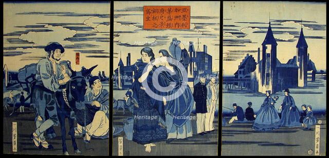 Sketch of a Copperplate Print of the City of Washington (Amerika shu no uchi washintonfu..., 1861. Creator: Yoshikazu.