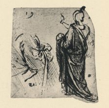 Sketch of a Draped Figure and Detail of Costume c1480 (1945). Artist: Leonardo da Vinci