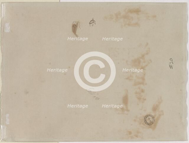 Sketch of a Man with Upraised Arm and Sketch of a Helmet, 1878. Creator: Édouard Detaille (French, 1848-1912).