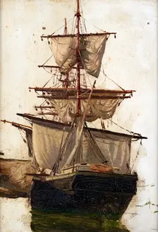 Sketch of a sailing ship no. 1, c1867-70. Creator: Petrus van der Velden
