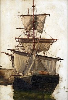 Sketch of a sailing ship no. 1, c1867-70. Creator: Petrus van der Velden