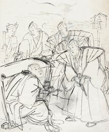 Sketch of a Scene from a Kabuki Play, 19th century. Creator: Utagawa Kuniyoshi