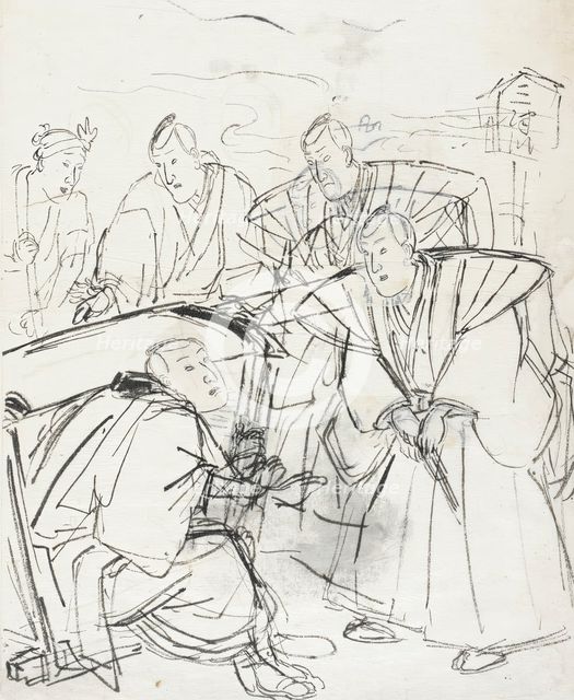 Sketch of a Scene from a Kabuki Play, 19th century. Creator: Utagawa Kuniyoshi.
