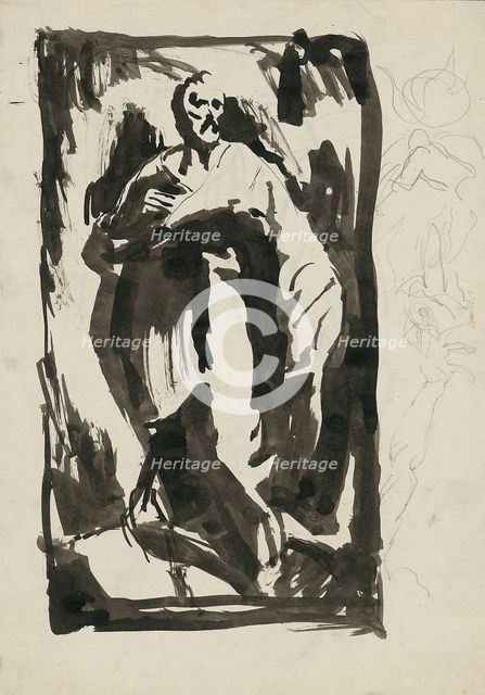 Sketch of a standing man, 1940-1944. Creator: Ján Novák.