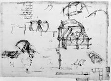 Sketch of a perpetual motion device designed by Leonardo da Vinci, c1472-1519. Artist: Leonardo da Vinci