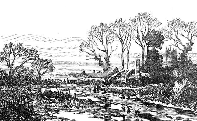 Sketch of a picture in the Royal Academy Exhibition: February Fill Dyke, B. W. Leader, 1881. Creator: Unknown.