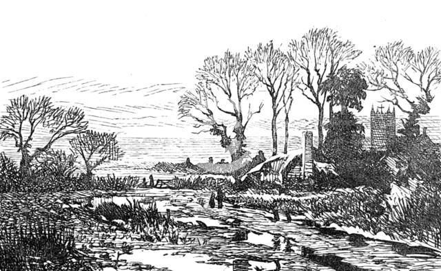 Sketch of a picture in the Royal Academy Exhibition: February Fill Dyke, B. W. Leader, 1881. Creator: Unknown.