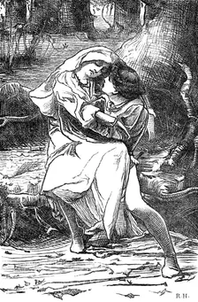 Sketch of a picture in the Royal Academy Exhibition: Julian and Camilla, H. Gandy, 1881. Creator: R. H.