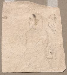 Sketch of a Woman with an elephant and other animals on reverse, 1700s. Creator: Unknown