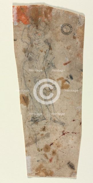 Sketch of an Armoured Male Figure, 1600s. Creator: Anonymous.