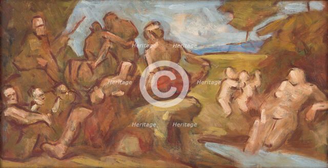 Sketch of Composition with Bathing People, 1910-1930. Creator: Milan Thomka Mitrovsky.