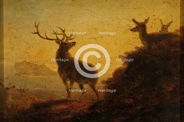 Sketch of Deer - Evening, 1850-1870. Creator: James William Giles.