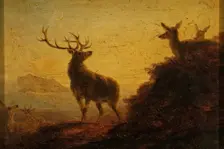 Sketch of Deer - Evening, 1850-1870. Creator: James William Giles